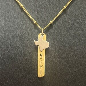 Texas Girl charm gold tone necklace adjustable 16" - 18"  cai made with love